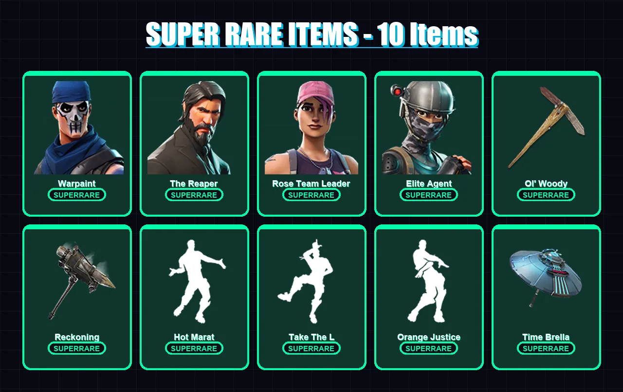 [PC/PSN] | Warpaint | The Reaper | Rose Team Leader | Elite Agent | Carbide | 97 skin | 117 pickaxe | 109 emote | 108 glider | Lv1351