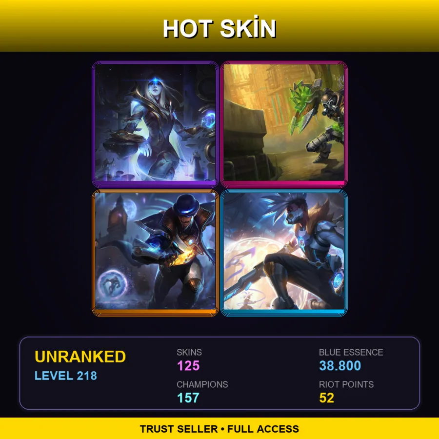 BR | Lv218 | Unranked | 125 Skin | 157 Champ — LoL account