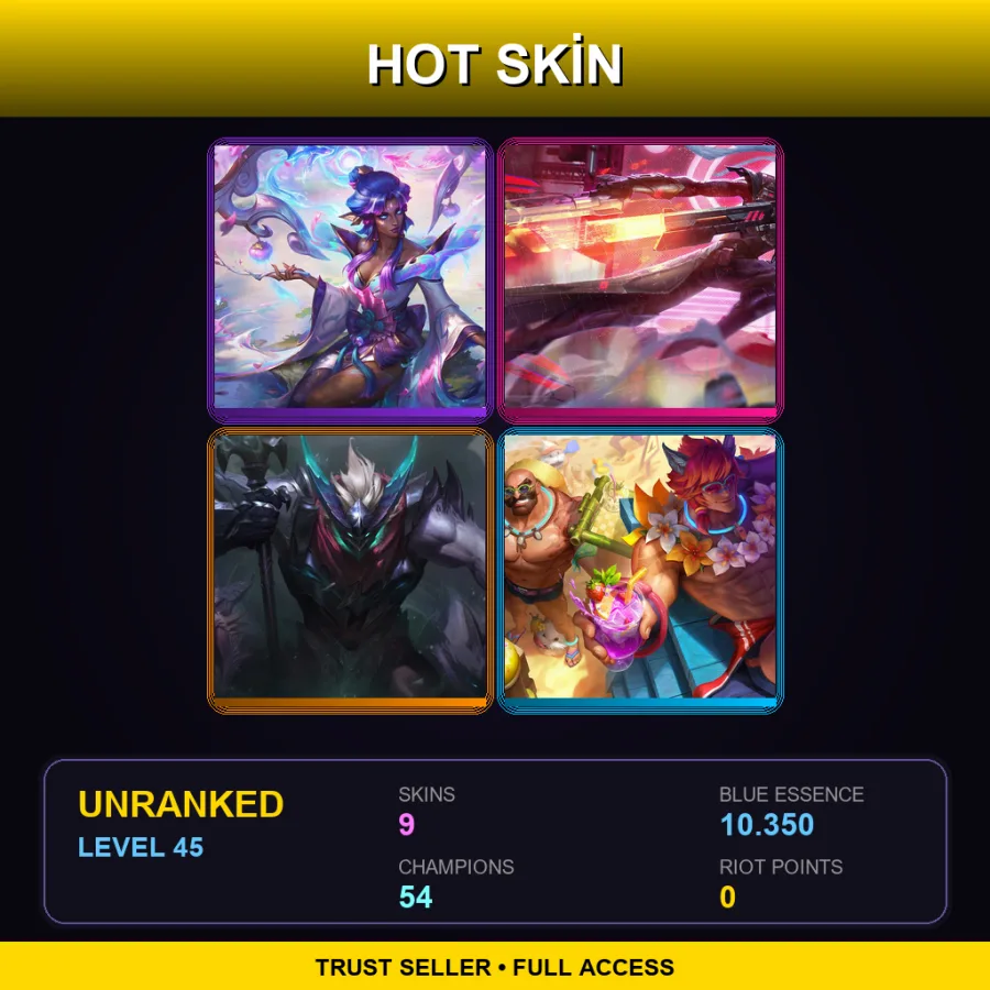 LAS | Lv45 | Unranked | 9 Skin | 54 Champ — Dawnbringer Karma