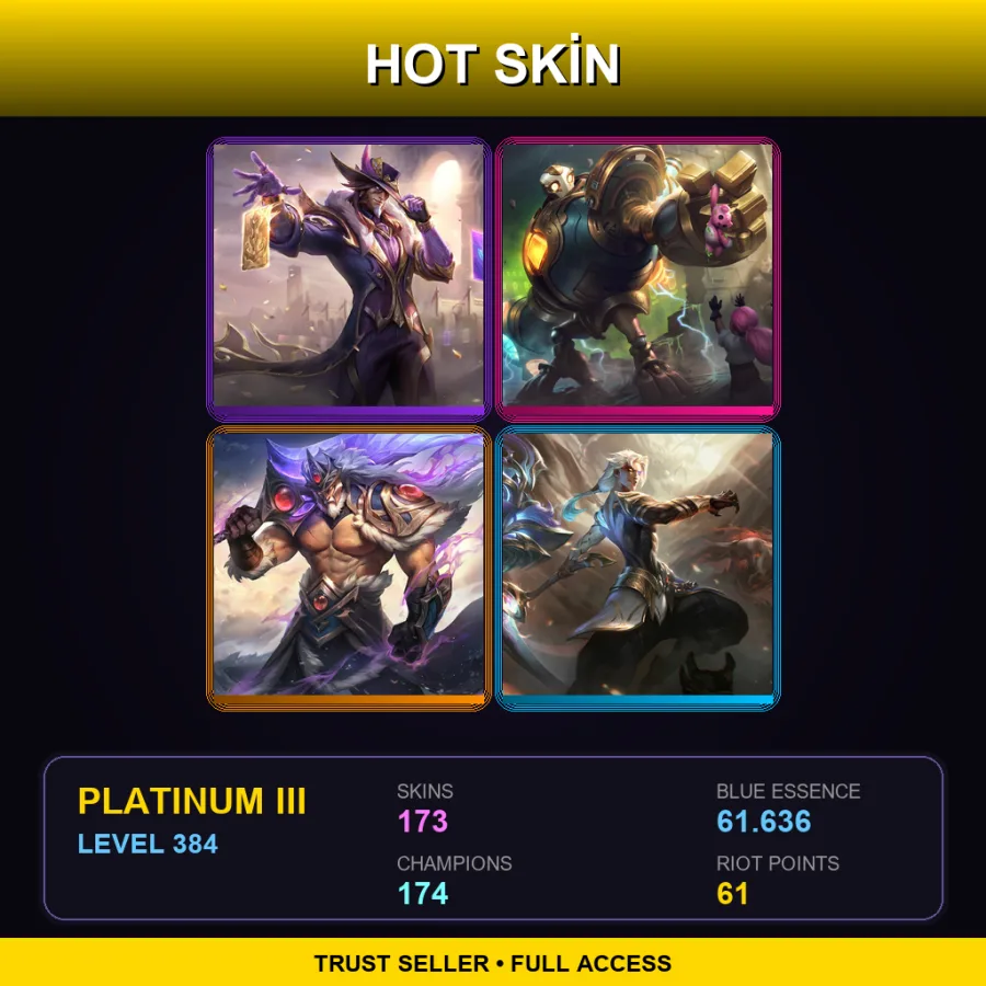 EUW | Lv384 | Platinum III | 173 Skin | 174 Champ — LoL account