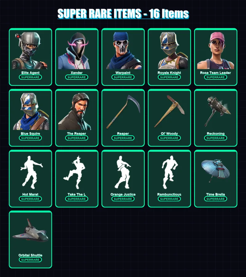 [PS4/PS5/PC] | Elite Agent | Xander | Warpaint | Royale Knight | Rose Team Leader | 125 skin | 129 pickaxe | 163 emote | 125 glider | Lv2032