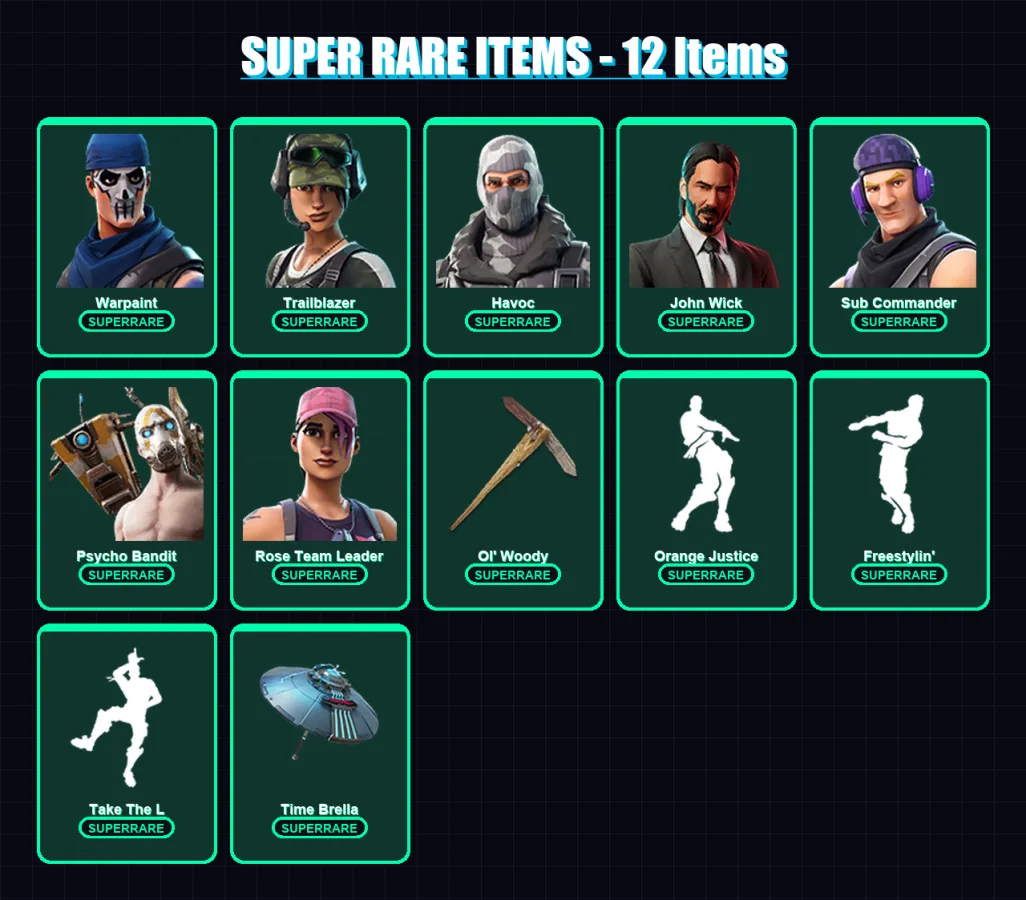 [PC/XBOX/PSN] | Warpaint | Trailblazer | Havoc | John Wick | Sub Commander | 177 skin | 134 pickaxe | 121 emote | 74 glider | Lv837 — Fortnite account