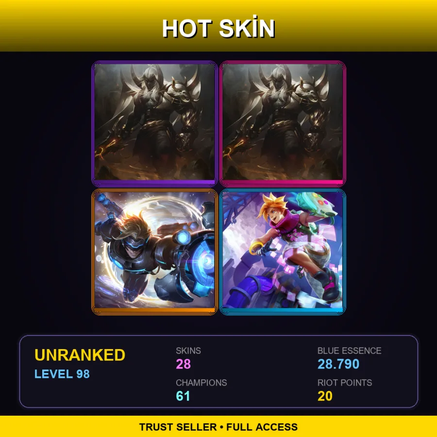 EUNE | Lv98 | Unranked | 28 Skin | 61 Champ — LoL account