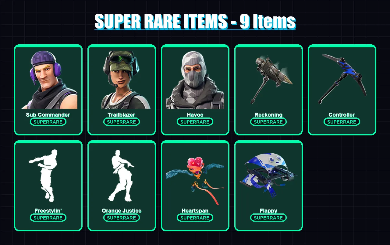[PC/XBOX] | Sub Commander | Trailblazer | Havoc | Lynx | Zenith | 33 skin | 38 pickaxe | 34 emote | 39 glider | Lv476