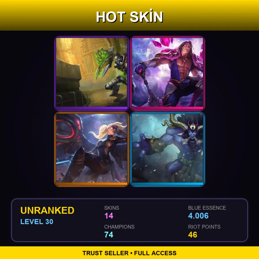 NA | Lv30 | Unranked | 14 Skin | 74 Champ — Spellthief Lux