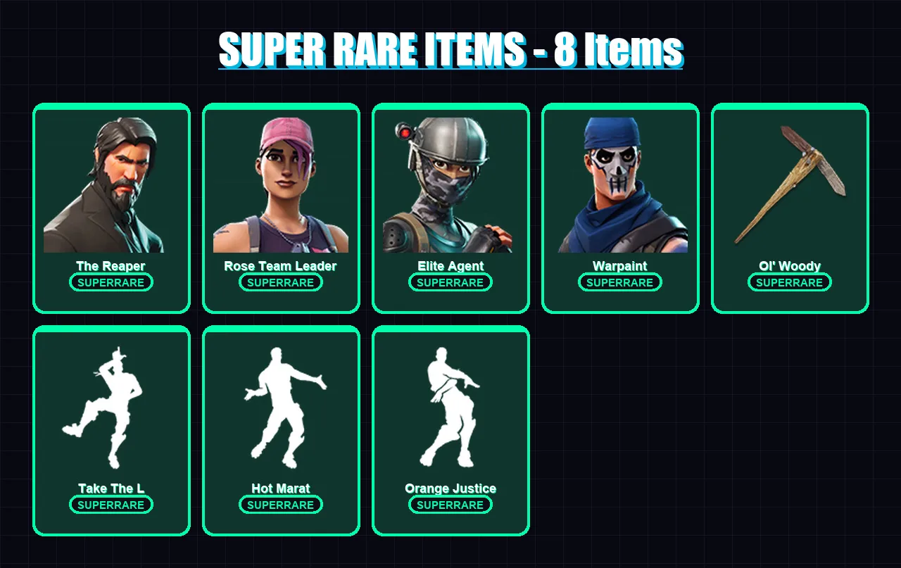 [PC/XBOX/PSN] | The Reaper | Rose Team Leader | Elite Agent | Warpaint | Dark Voyager | 14 skin | 20 pickaxe | 27 emote | 19 glider | Lv309