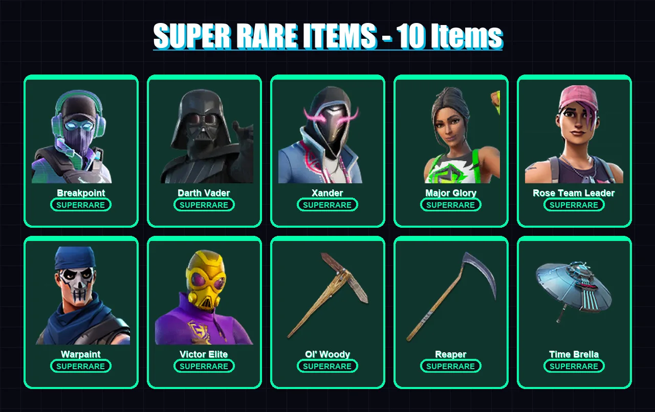 [PC/XBOX] | Breakpoint | Darth Vader | Xander | Major Glory | Rose Team Leader | 226 skin | 224 pickaxe | 234 emote | 199 glider | Lv3287