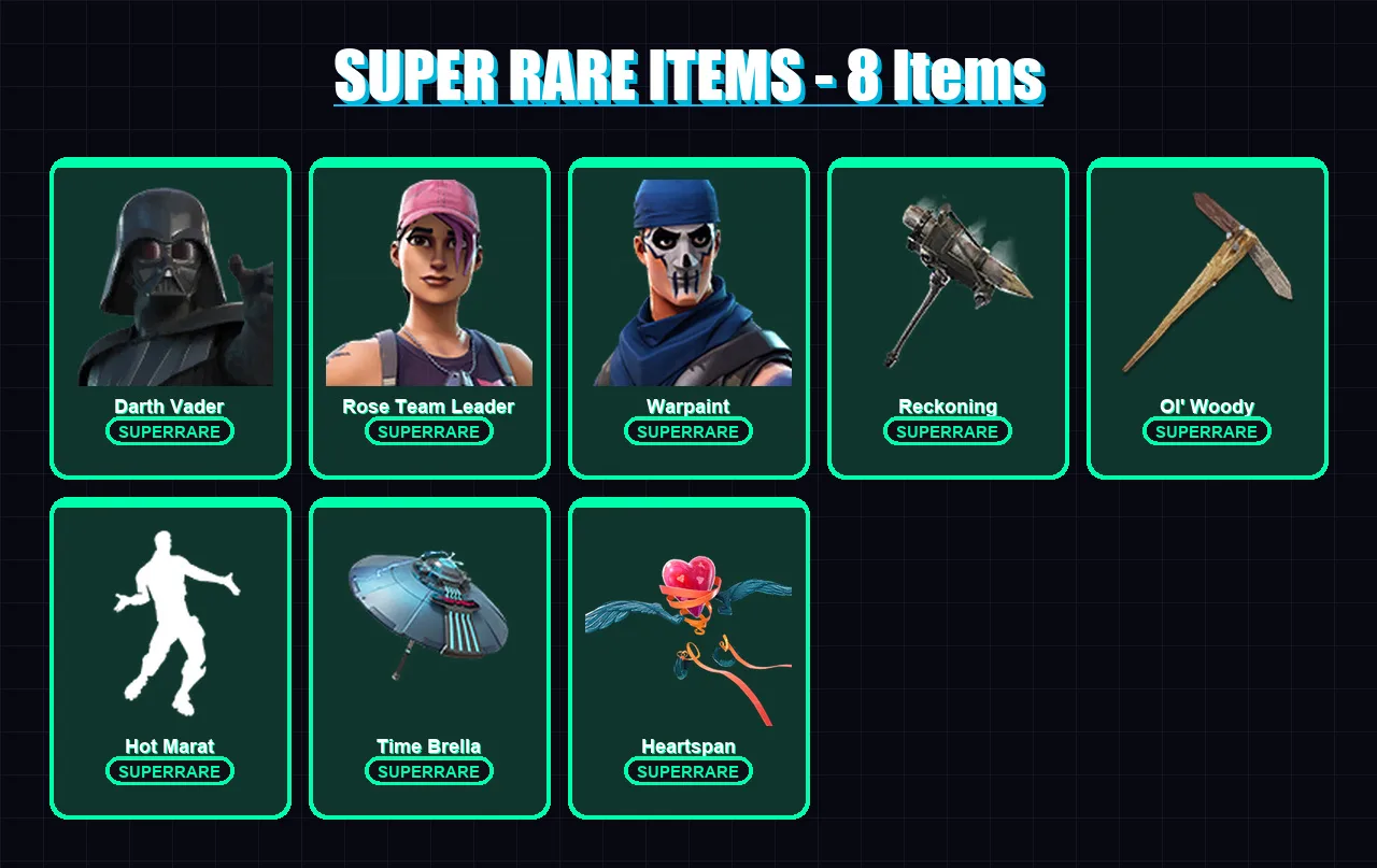 [PC/XBOX] | Darth Vader | Rose Team Leader | Warpaint | Omegarok | Kado Thorne | 192 skin | 192 pickaxe | 197 emote | 192 glider | Lv2539