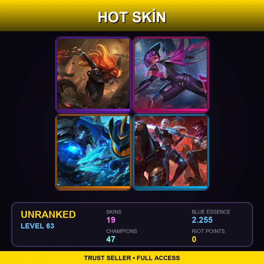 EUNE | Lv63 | Unranked | 19 Skin | 47 Champ