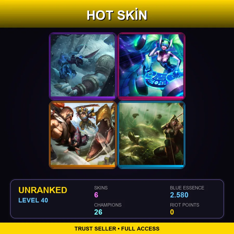 TR | Lv40 | Unranked | 6 Skin | 26 Champ