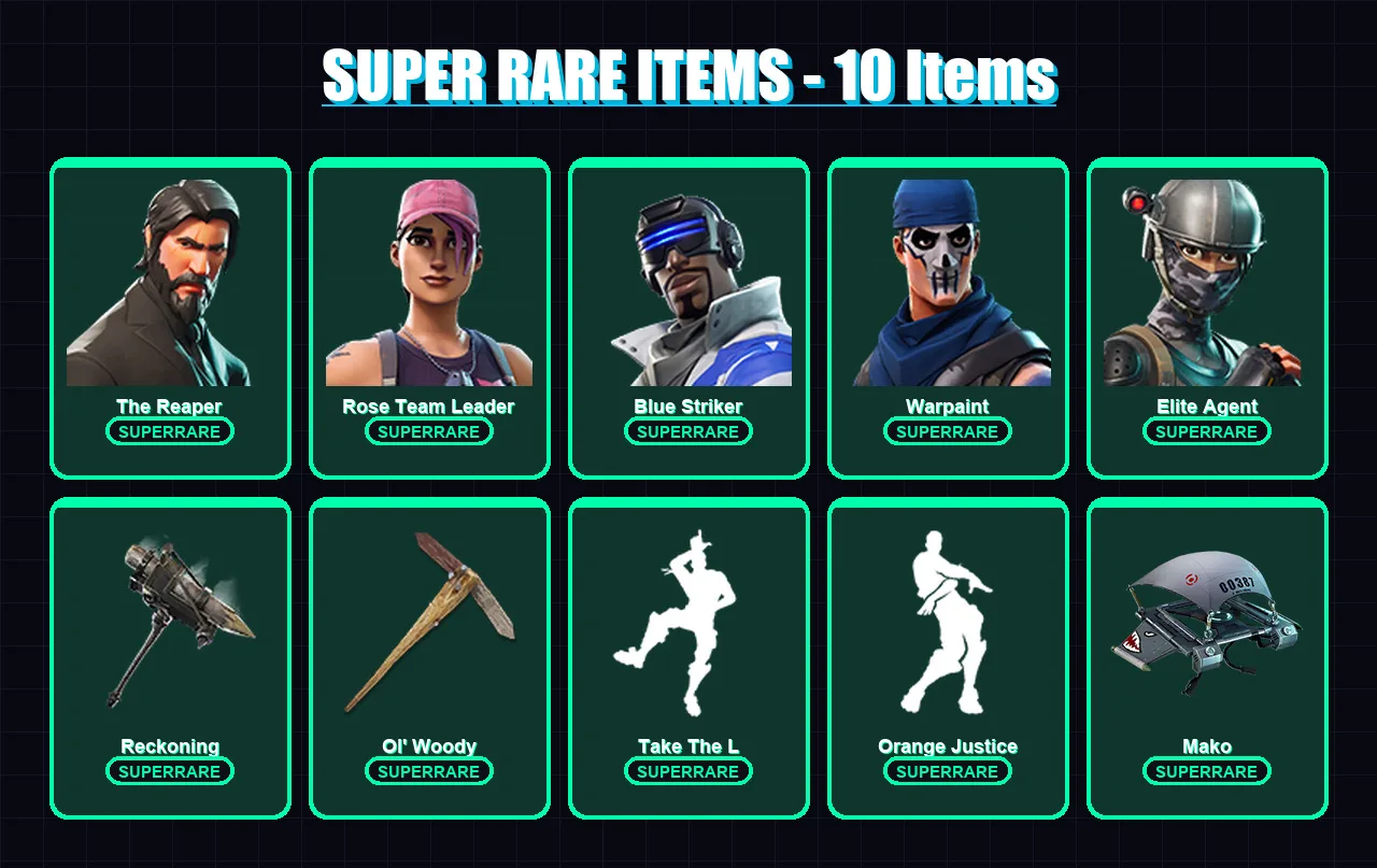 [PS4/PS5/XBOX/PC] | The Reaper | Rose Team Leader | Blue Striker | Warpaint | Elite Agent | 81 skin | 93 pickaxe | 72 emote | 80 glider | Lv868