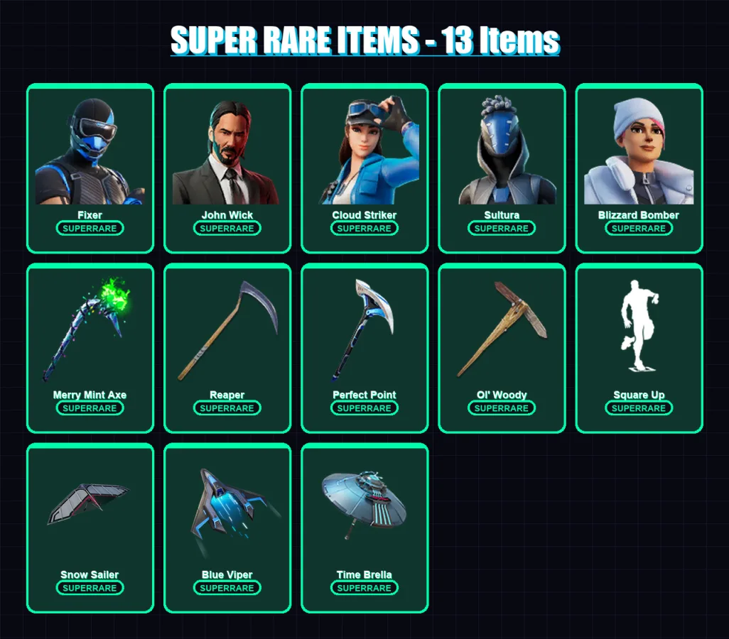 [PS4/PS5/XBOX/PC] | Fixer | John Wick | Cloud Striker | Sultura | Blizzard Bomber | 305 skin | 311 pickaxe | 261 emote | 198 glider | Lv2699