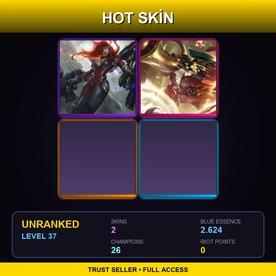 EUNE | Gun Goddess Miss Fortune | Bard Bard | 2 Skin | 26 Champ | Lv37