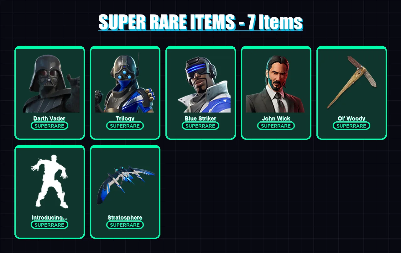 [PS4/PS5/XBOX/PC] | Darth Vader | Trilogy | Blue Striker | John Wick | Kymera | 280 skin | 339 pickaxe | 256 emote | 255 glider | Lv3904