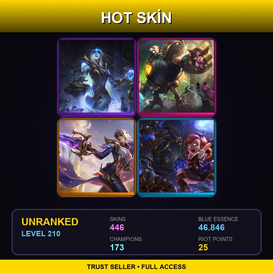 EUW | Lv210 | Unranked | 446 Skin | 173 Champ