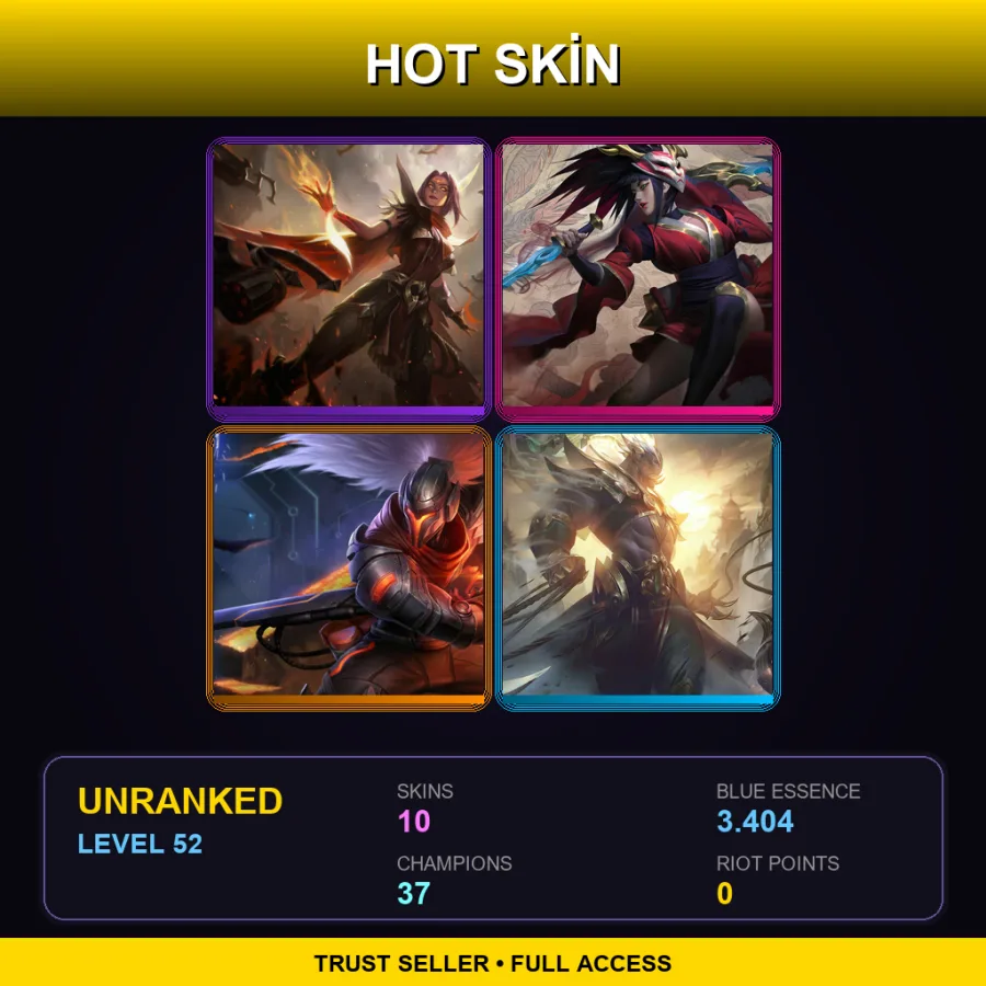 NA | Lv52 | Unranked | 10 Skin | 37 Champ — LoL account