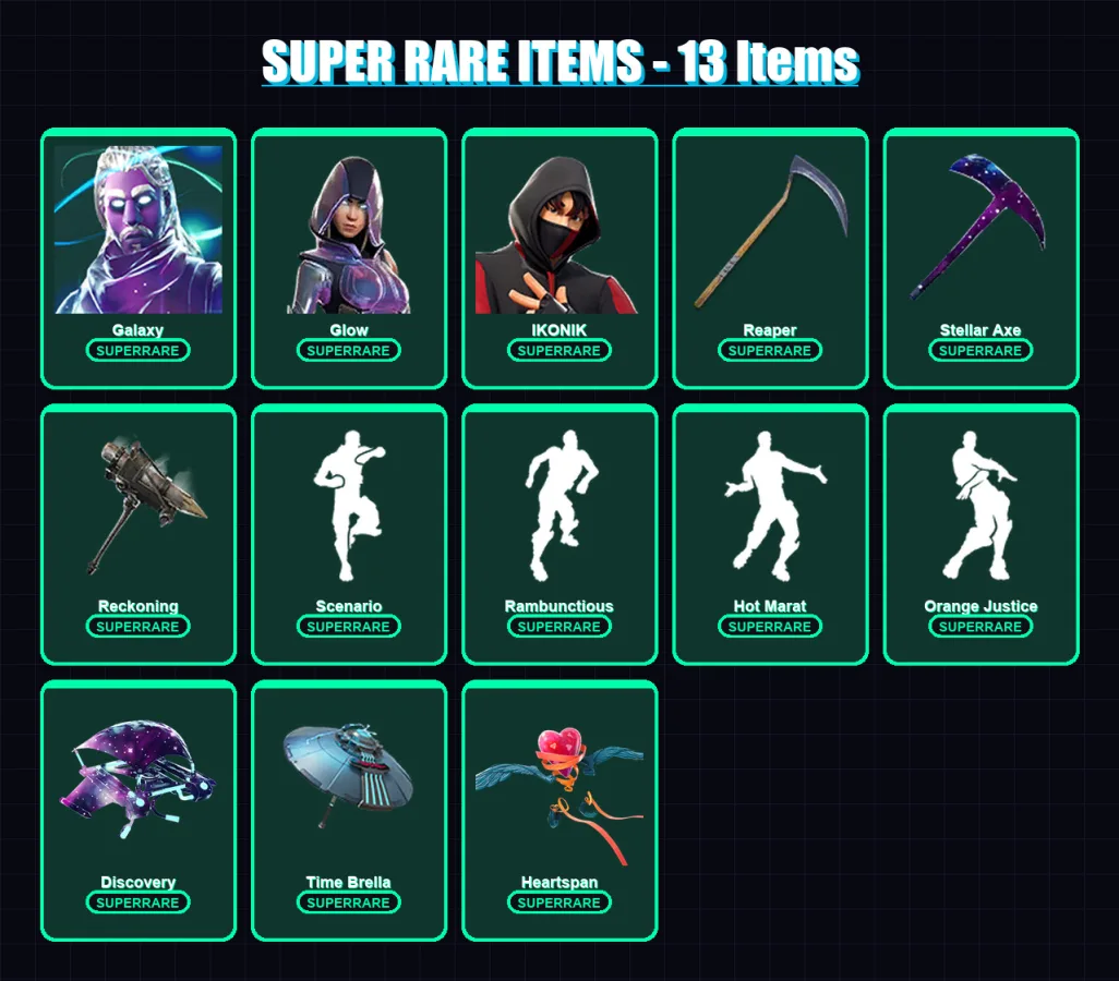 [PS4/PS5/XBOX/PC] | Galaxy | Glow | IKONIK | Fate | Cuddle Team Leader | 70 skin | 38 pickaxe | 59 emote | 44 glider | Lv702
