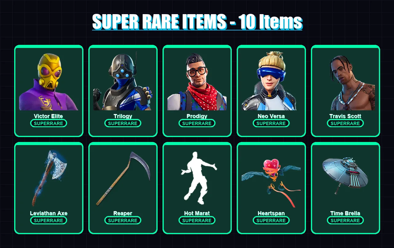 [PC/XBOX/PSN] | Victor Elite | Trilogy | Prodigy | Neo Versa | Travis Scott | 209 skin | 237 pickaxe | 165 emote | 159 glider | Lv2675