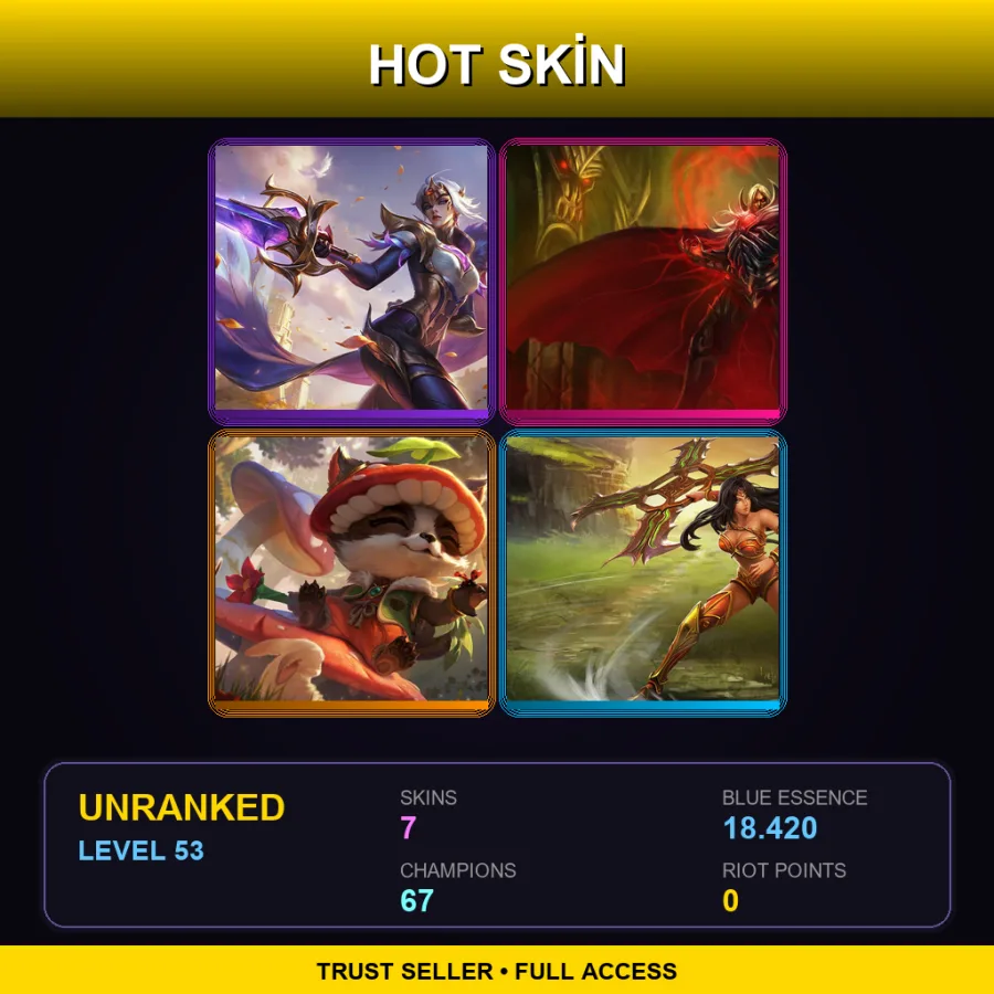 BR | Lv53 | Unranked | 7 Skin | 67 Champ — LoL account
