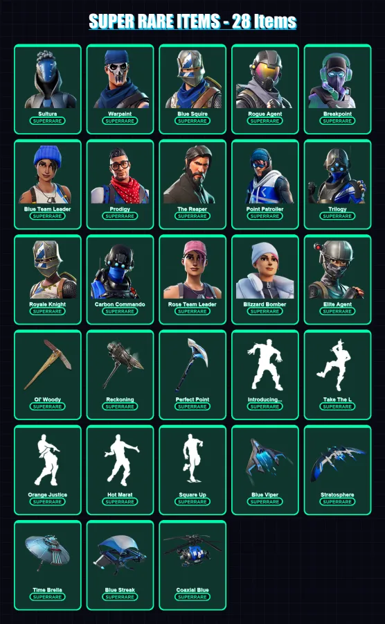 [PC/XBOX/PSN] | Sultura | Warpaint | Blue Squire | Rogue Agent | Breakpoint | 124 skin | 97 pickaxe | 125 emote | 101 glider | Lv1482 — Fortnite account