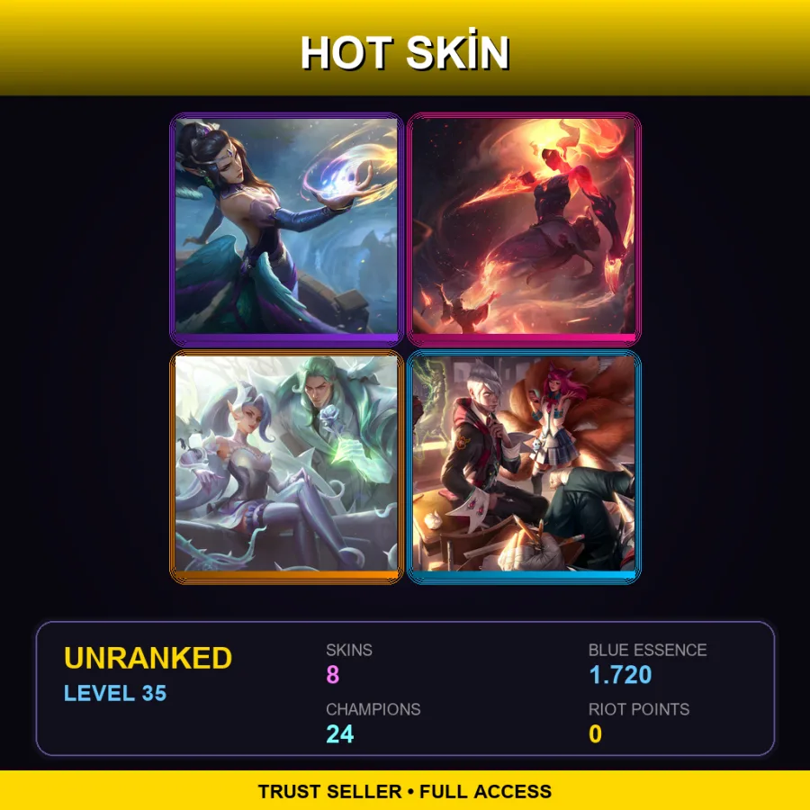 EUW | Lv35 | Unranked | 8 Skin | 24 Champ
