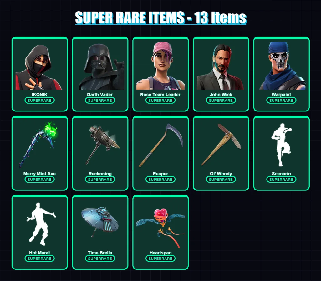 [PC] | IKONIK | Darth Vader | Rose Team Leader | John Wick | Warpaint | 194 skin | 233 pickaxe | 230 emote | 192 glider | Lv3152