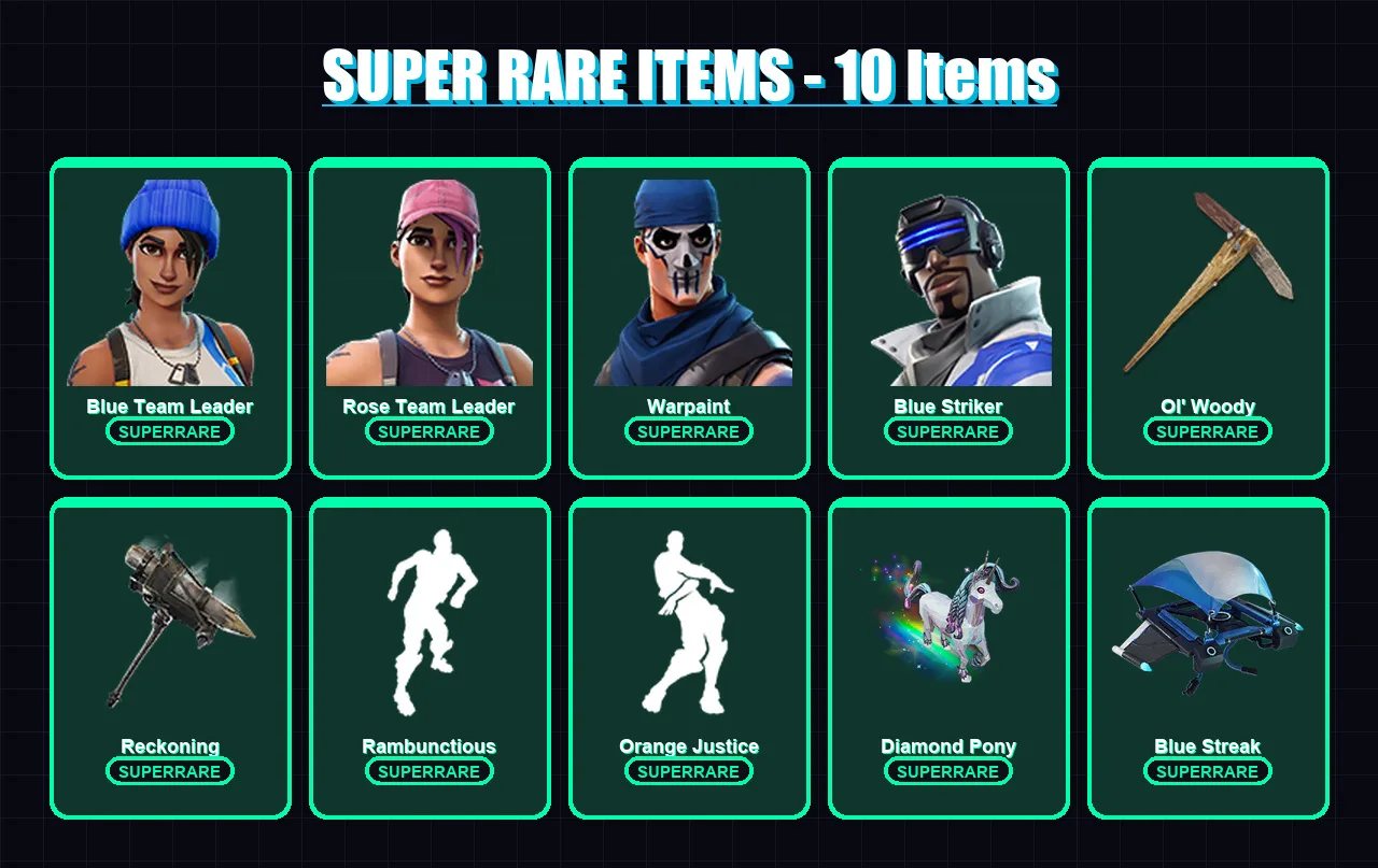 [PC] | Blue Team Leader | Rose Team Leader | Warpaint | Blue Striker | Zenith | 55 skin | 34 pickaxe | 49 emote | 43 glider | Lv421
