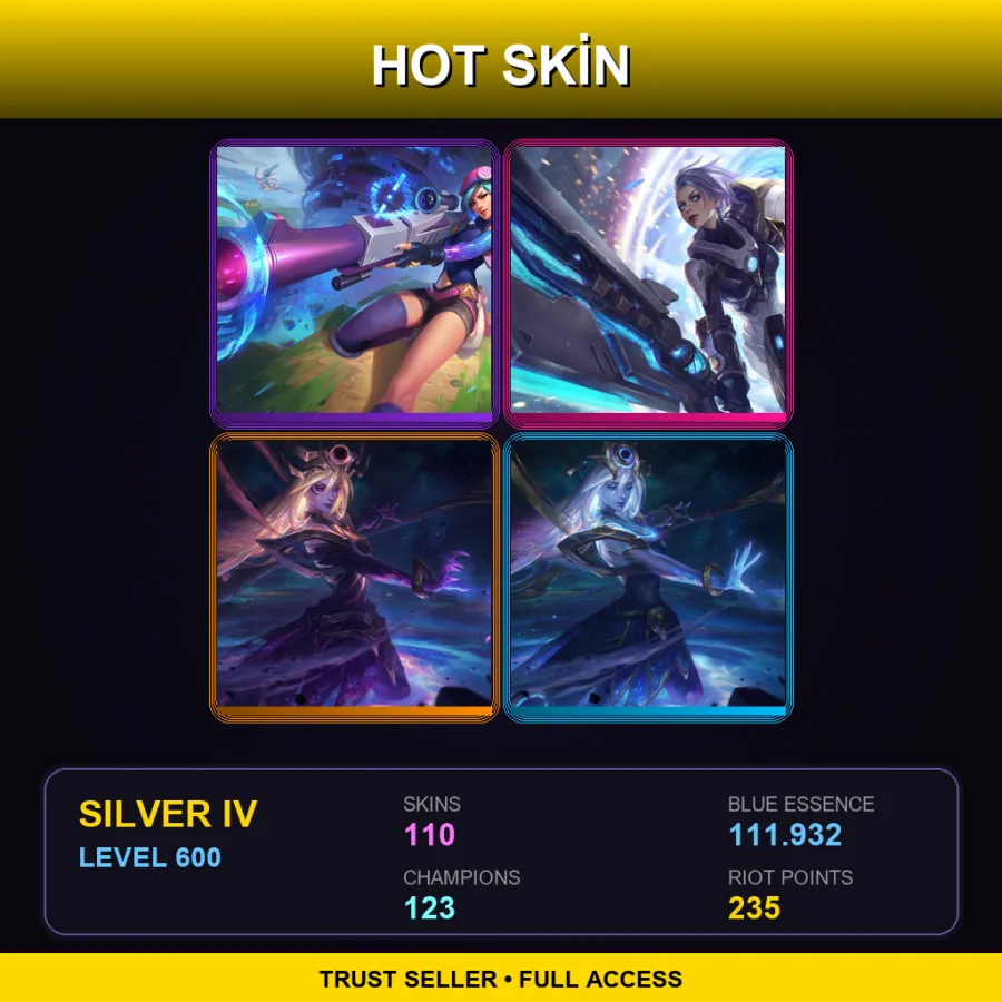 LAN | Lv600 | Silver IV | 110 Skin | 123 Champ — LoL account