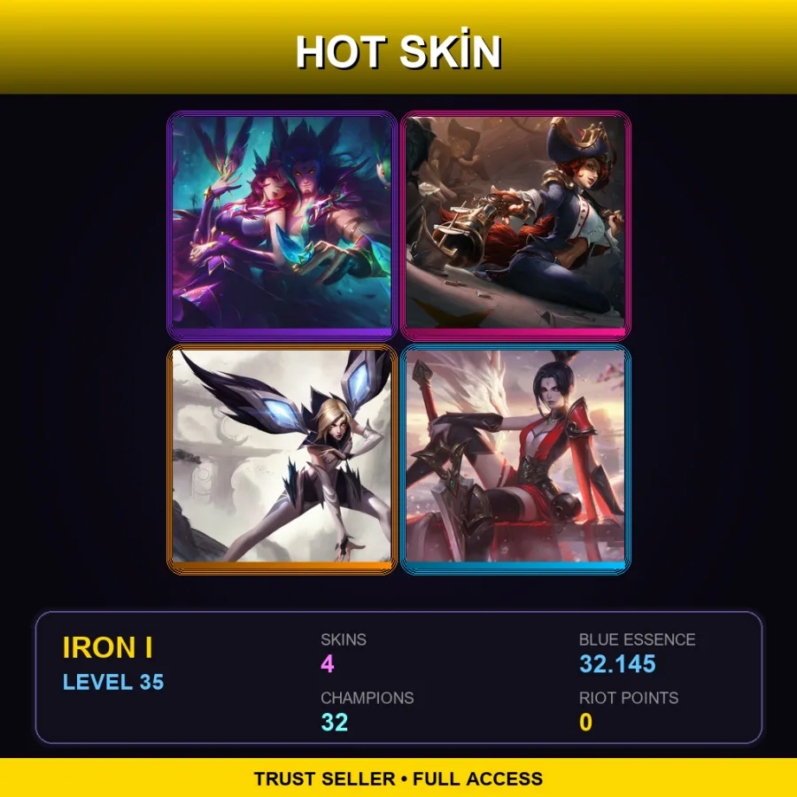 EUNE | Star Guardian Rakan | Waterloo Miss Fortune | iG Kai'Sa | Valiant Sword Riven | 4 Skin | 32 Champ | Iron I | Lv35