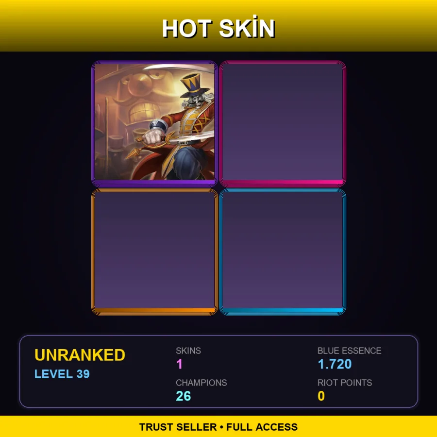 NA | Lv39 | Unranked | 1 Skin | 26 Champ