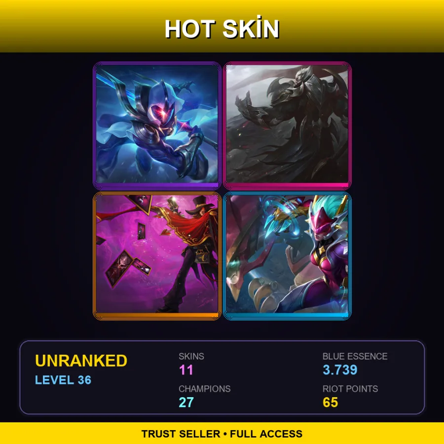 OCE | Lv36 | Unranked | 11 Skin | 27 Champ — The Magnificent Twisted Fate