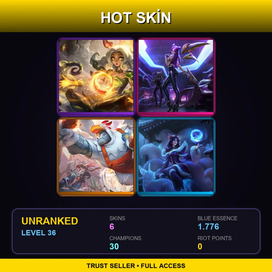 OCE | Lv36 | Unranked | 6 Skin | 30 Champ