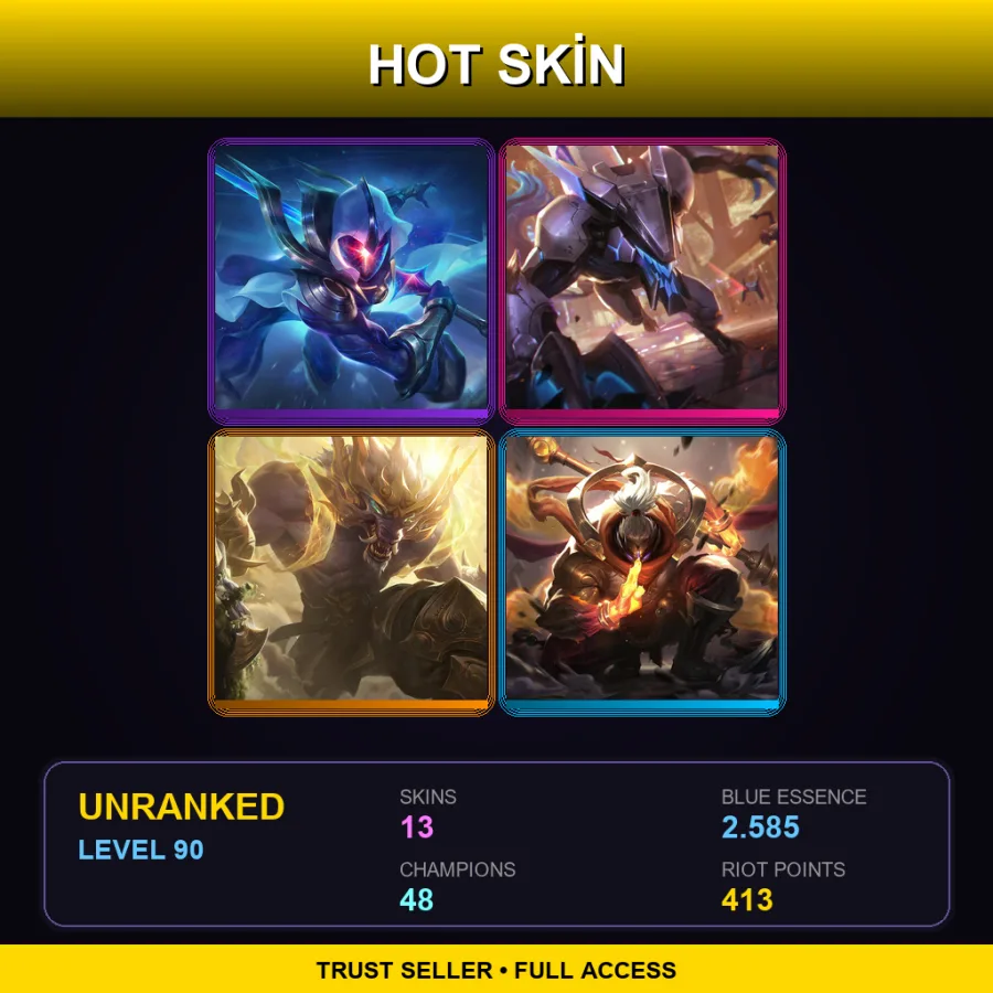 EUW | Lv90 | Unranked | 13 Skin | 48 Champ