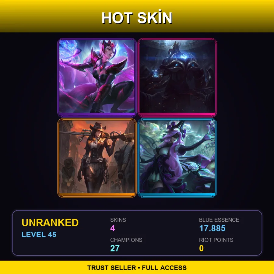 EUW | Lv45 | Unranked | 4 Skin | 27 Champ