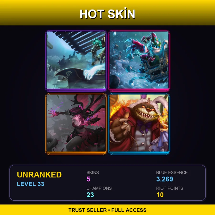 LAS | Lv33 | Unranked | 5 Skin | 23 Champ — LoL account