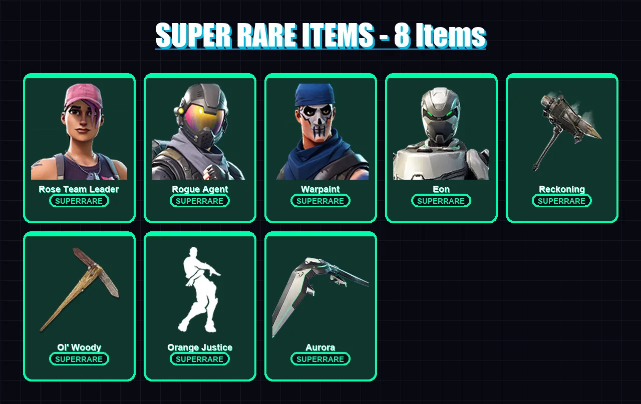 [PC/XBOX/PSN] | Rose Team Leader | Rogue Agent | Warpaint | Eon | Vertex | 42 skin | 33 pickaxe | 47 emote | 40 glider | Lv398