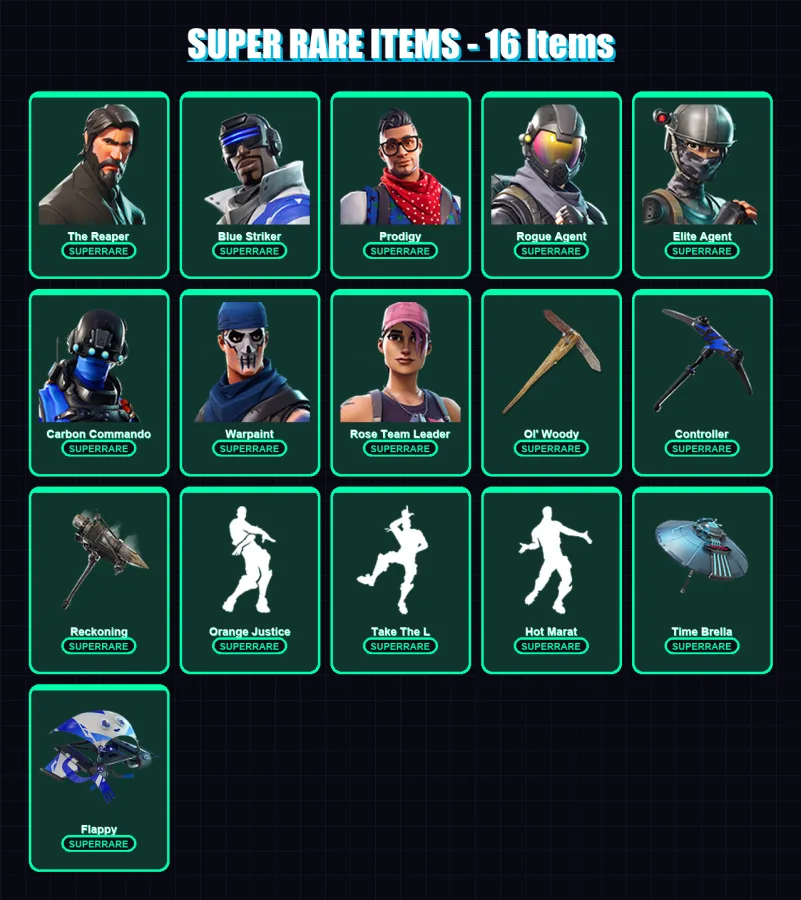 [PS4/PS5/XBOX/PC] | The Reaper | Blue Striker | Prodigy | Rogue Agent | Elite Agent | 111 skin | 150 pickaxe | 118 emote | 133 glider | Lv2014 — Fortnite account