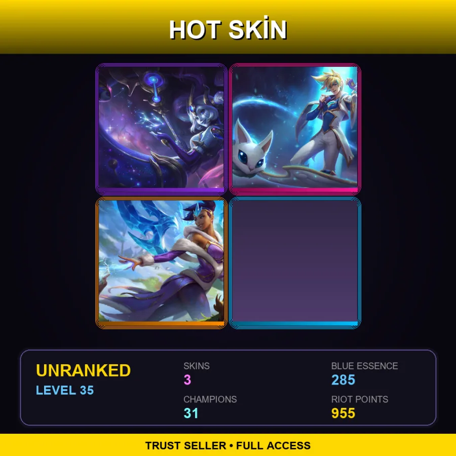 BR | Lv35 | Unranked | 3 Skin | 31 Champ — LoL account