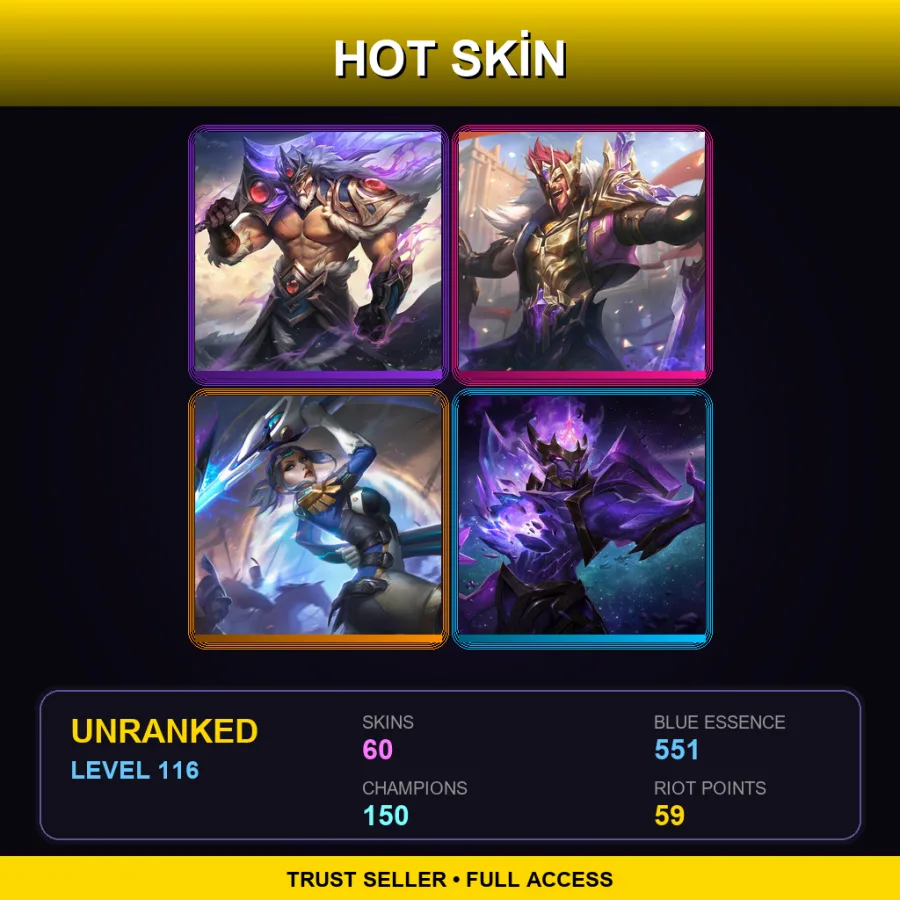 EUNE | Lv116 | Unranked | 60 Skin | 150 Champ — Riot Graves