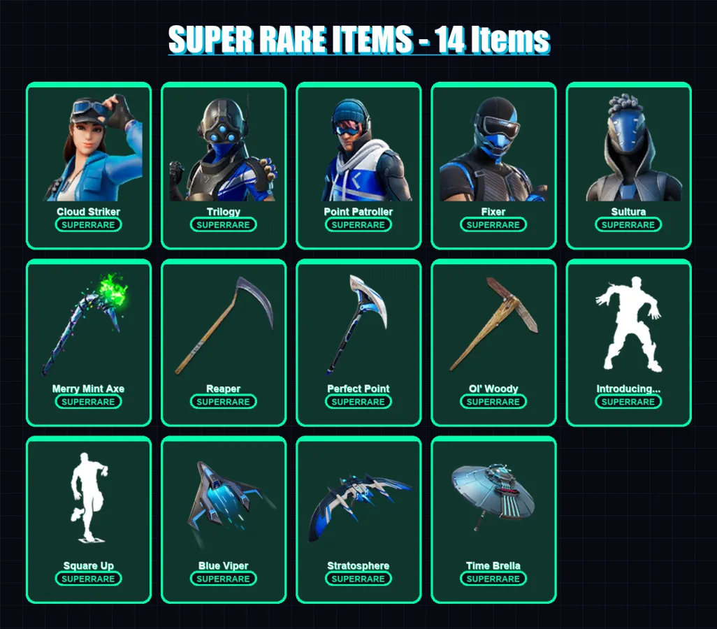 [PC/XBOX] | Cloud Striker | Trilogy | Point Patroller | Fixer | Sultura | 102 skin | 106 pickaxe | 107 emote | 78 glider | Lv1442 — Fortnite account