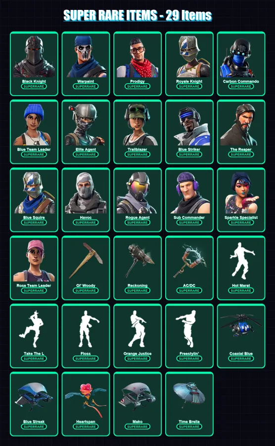 [PC/XBOX] | Black Knight | Warpaint | Prodigy | Royale Knight | Carbon Commando | 136 skin | 136 pickaxe | 115 emote | 120 glider | Lv1459