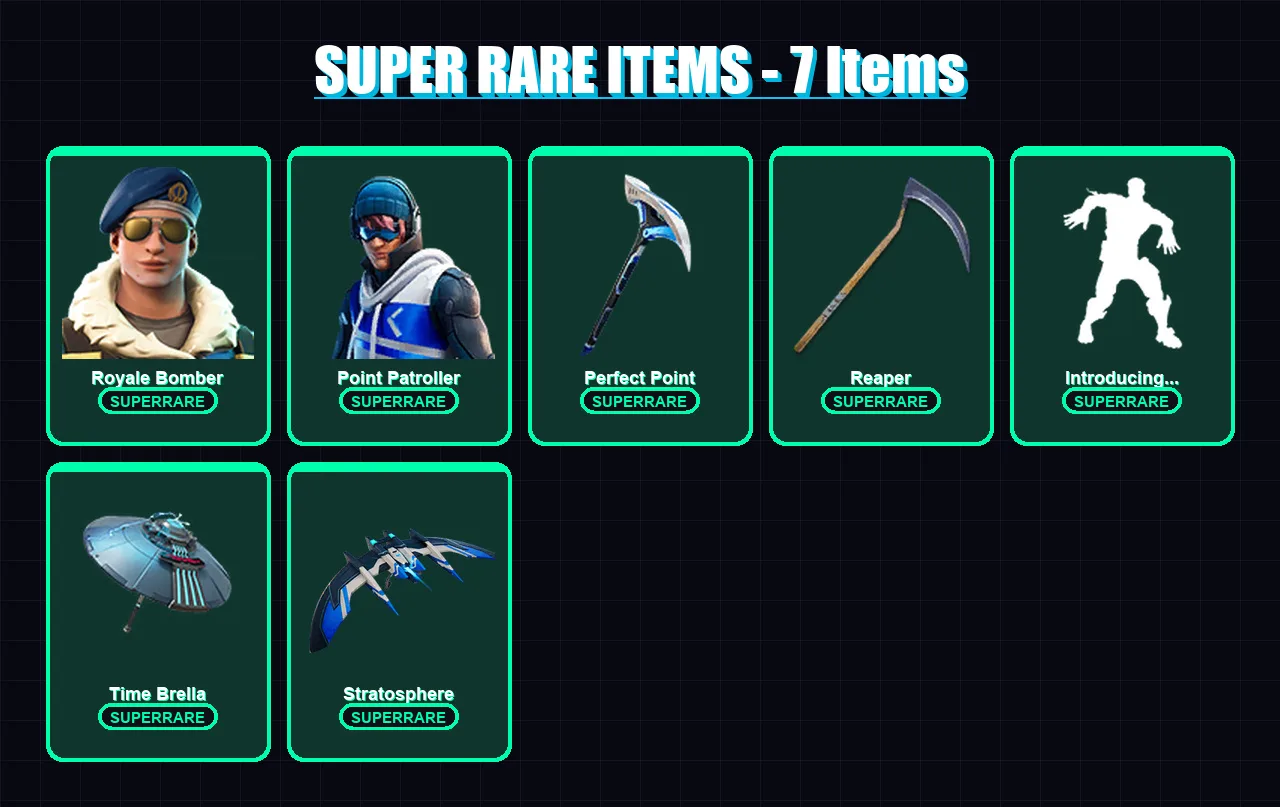 [PS4/PS5/XBOX/PC] | Royale Bomber | Point Patroller | Ruin | Zenith | The Ice King | 116 skin | 159 pickaxe | 112 emote | 145 glider | Lv1843