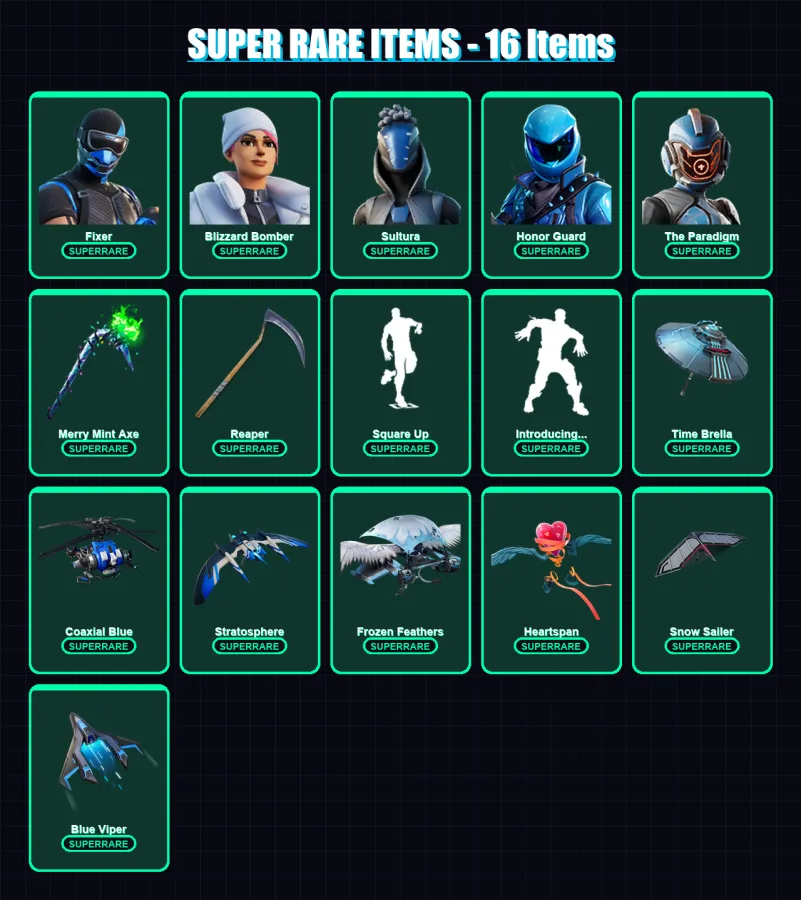 [PS4/PS5/XBOX/PC] | Fixer | Blizzard Bomber | Sultura | Honor Guard | The Paradigm | 128 skin | 195 pickaxe | 157 emote | 172 glider | Lv3381
