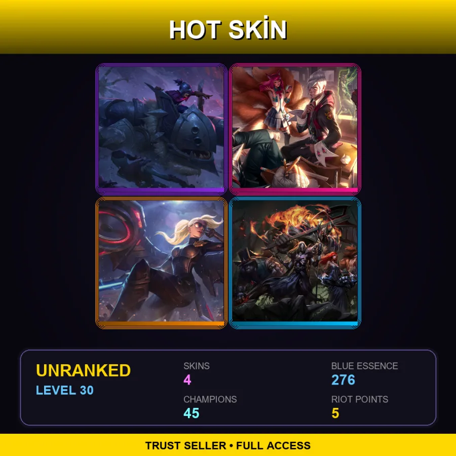 EUNE | Demolisher Nunu & Willump | Academy Vladimir | Riot Kayle | Pentakill Olaf | 4 Skin | 45 Champ | Lv30