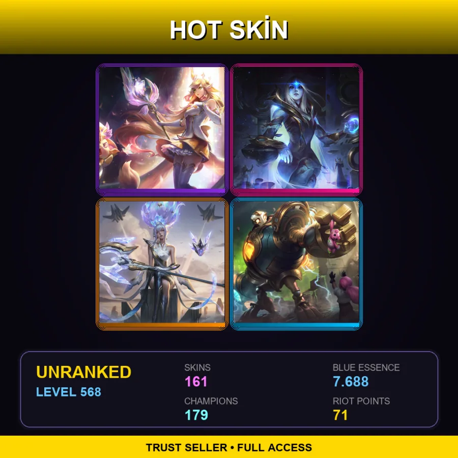 EUNE | Lv568 | Unranked | 161 Skin | 179 Champ