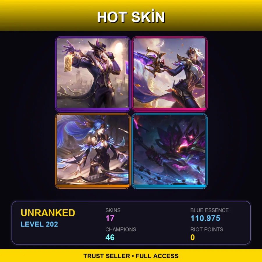 BR | Lv202 | Unranked | 17 Skin | 46 Champ — LoL account