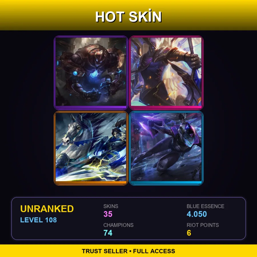 SG | Lv108 | Unranked | 35 Skin | 74 Champ — LoL account