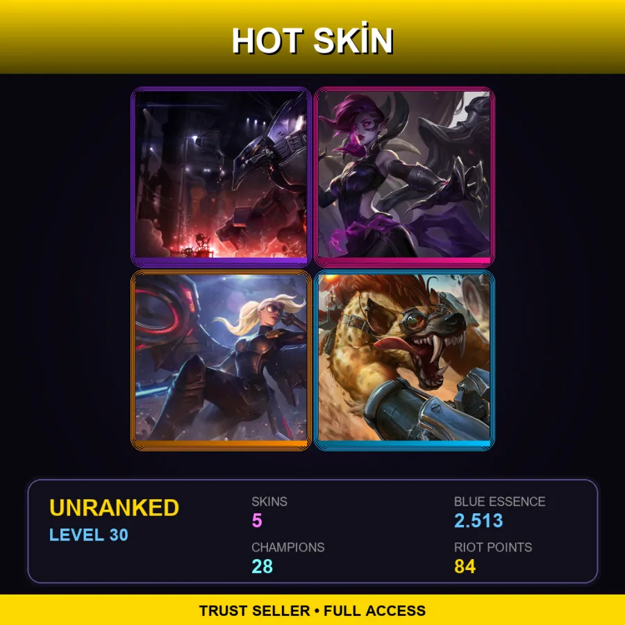 EUW | Lv30 | Unranked | 5 Skin | 28 Champ — Hyena Warwick