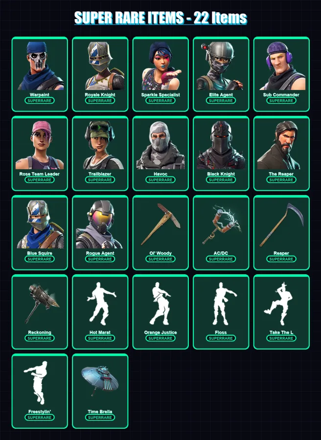 [PC/PSN] | Warpaint | Royale Knight | Sparkle Specialist | Elite Agent | Sub Commander | 141 skin | 154 pickaxe | 89 emote | 102 glider | Lv1681