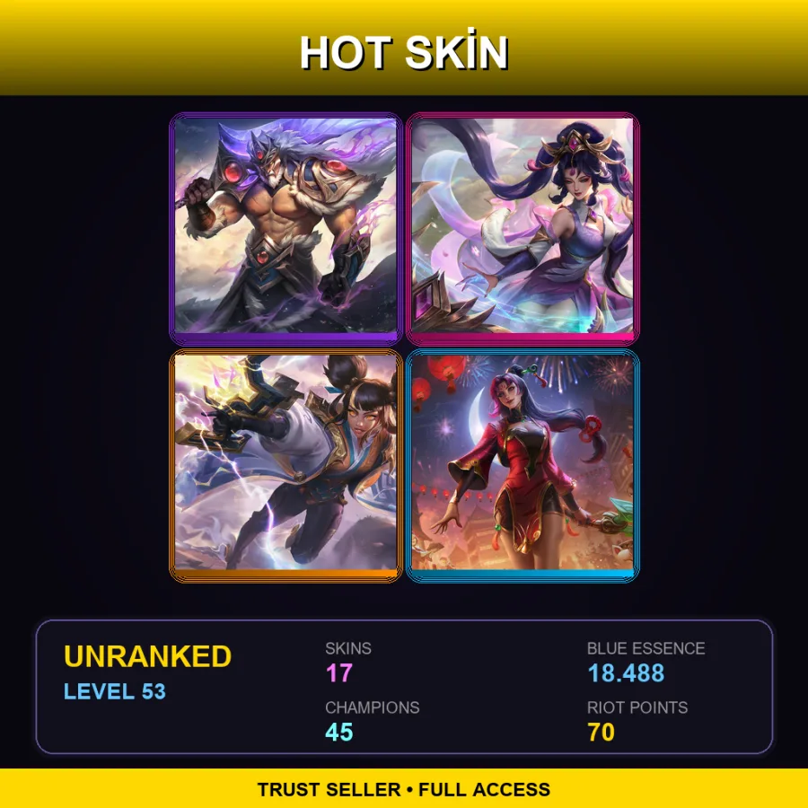 NA | Lv53 | Unranked | 17 Skin | 45 Champ — LoL account